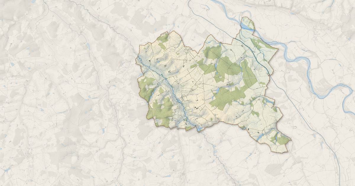 Portrait cartographique de Cossaye : relief, eau, forêts, bâti et voies, calculés à partir des données de l'IGN