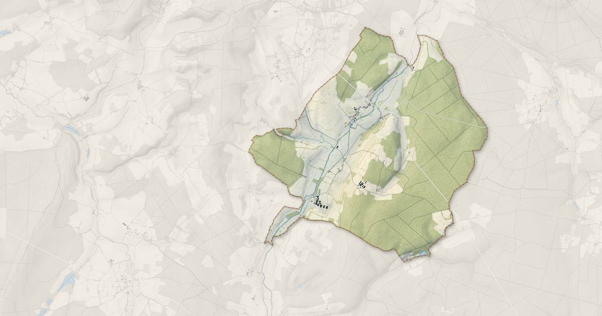 Portrait cartographique de Dompierre-sur-Nièvre : relief, eau, forêts, bâti et voies, calculés à partir des données de l'IGN