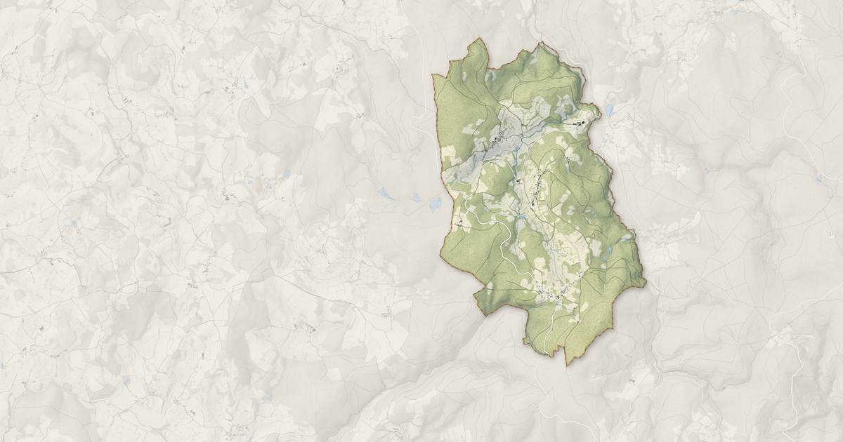 Portrait cartographique de Fâchin : relief, eau, forêts, bâti et voies, calculés à partir des données de l'IGN