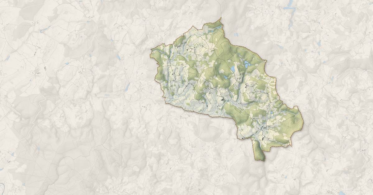 Portrait cartographique de Gâcogne : relief, eau, forêts, bâti et voies, calculés à partir des données de l'IGN