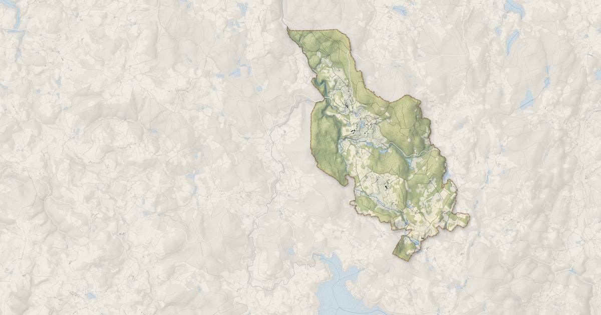 Portrait cartographique de Gouloux : relief, eau, forêts, bâti et voies, calculés à partir des données de l'IGN