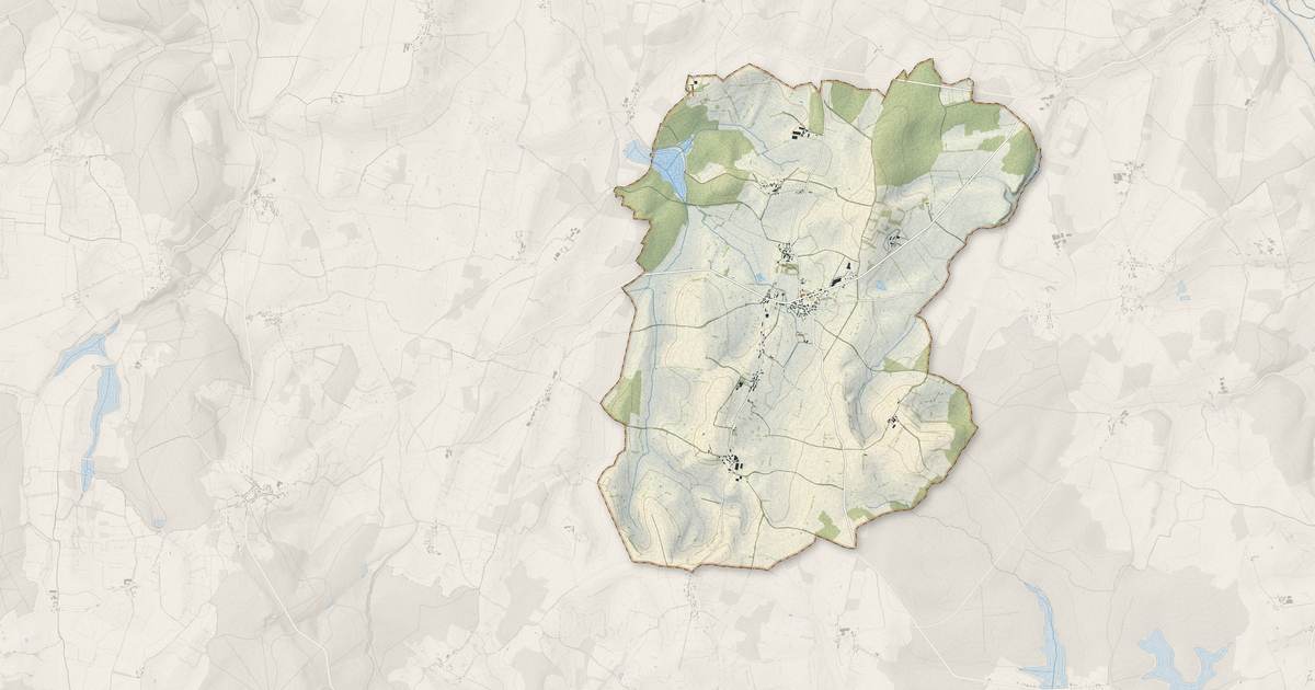Portrait cartographique de Guipy : relief, eau, forêts, bâti et voies, calculés à partir des données de l'IGN