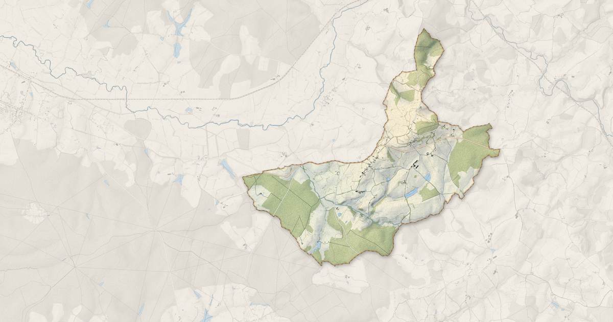 Portrait cartographique de Lanty : relief, eau, forêts, bâti et voies, calculés à partir des données de l'IGN
