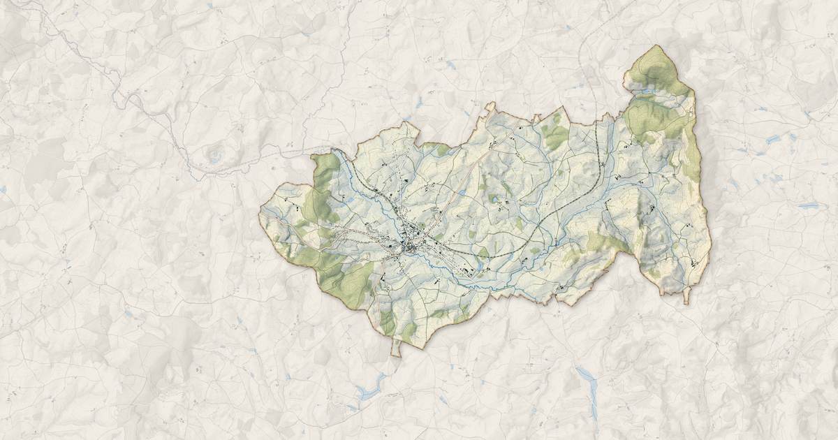 Portrait cartographique de Luzy : relief, eau, forêts, bâti et voies, calculés à partir des données de l'IGN