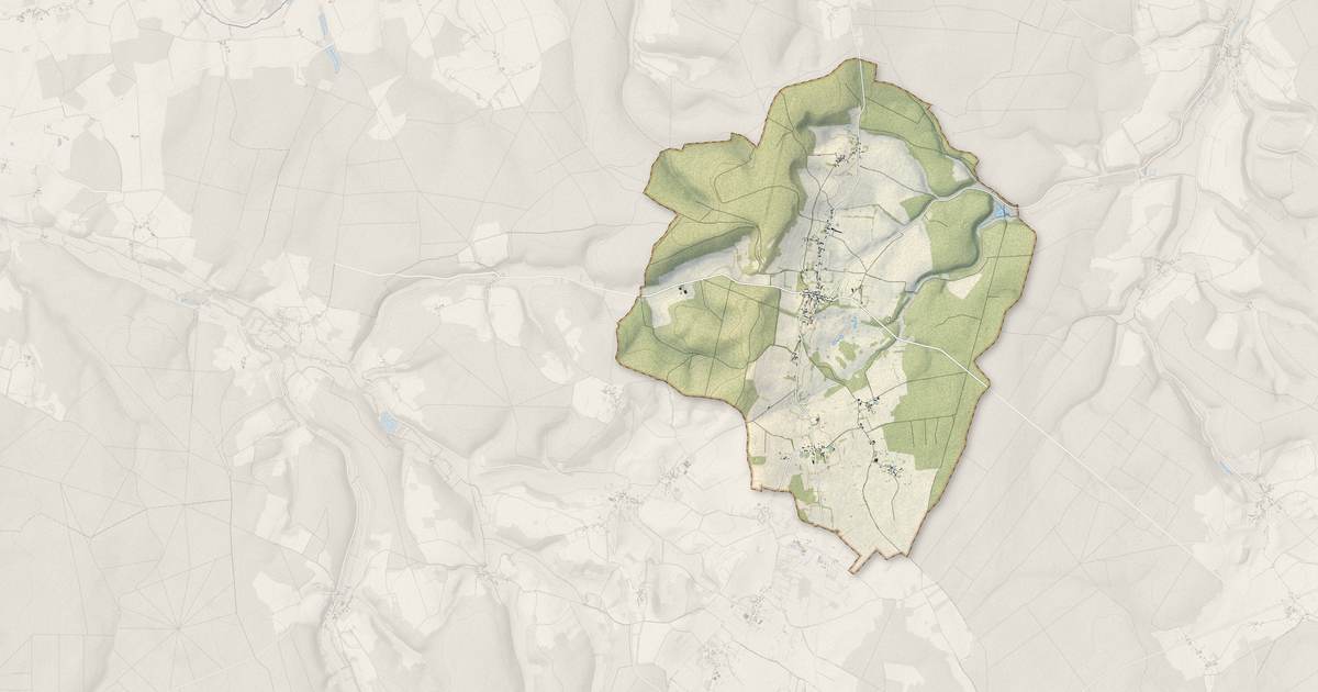 Portrait cartographique de Menou : relief, eau, forêts, bâti et voies, calculés à partir des données de l'IGN