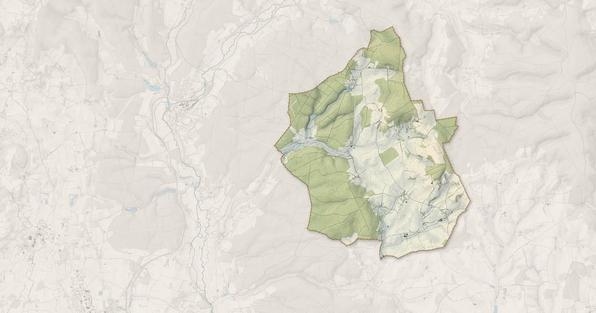 Portrait cartographique de Vaux d'Amognes : relief, eau, forêts, bâti et voies, calculés à partir des données de l'IGN