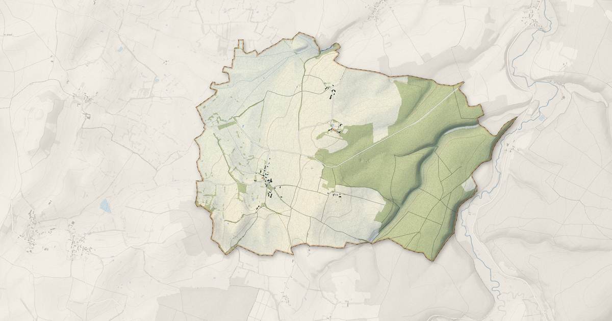 Portrait cartographique de Parigny-la-Rose : relief, eau, forêts, bâti et voies, calculés à partir des données de l'IGN
