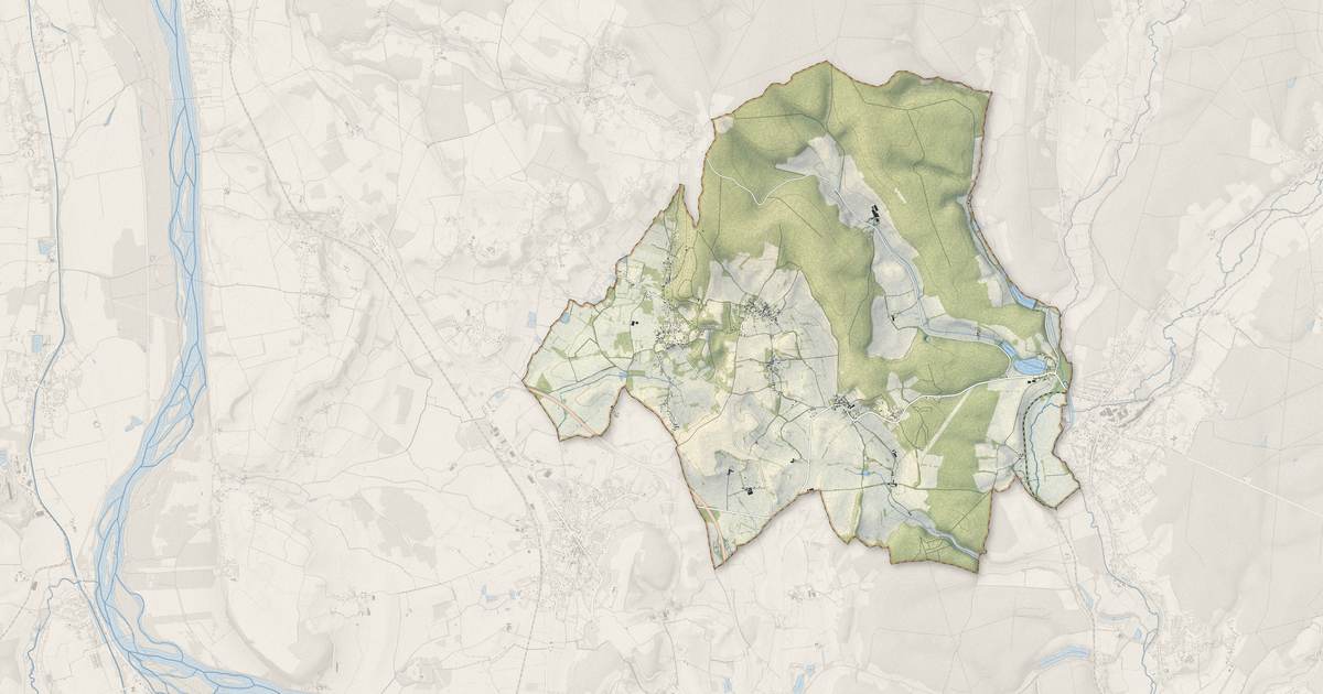 Portrait cartographique de Parigny-les-Vaux : relief, eau, forêts, bâti et voies, calculés à partir des données de l'IGN
