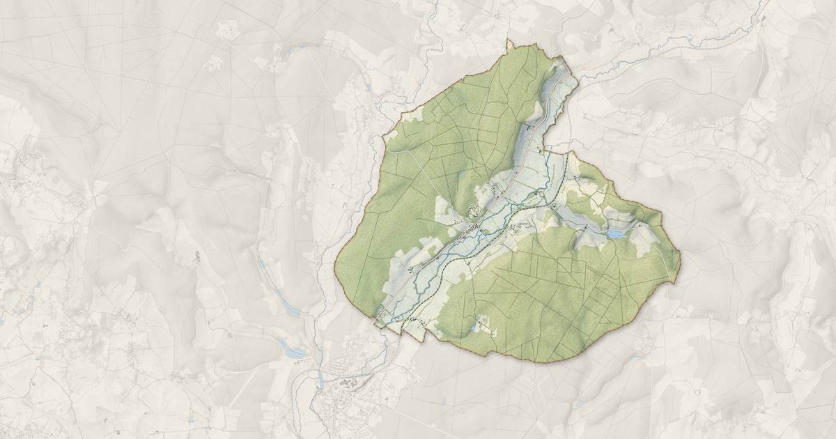 Portrait cartographique de Poiseux : relief, eau, forêts, bâti et voies, calculés à partir des données de l'IGN