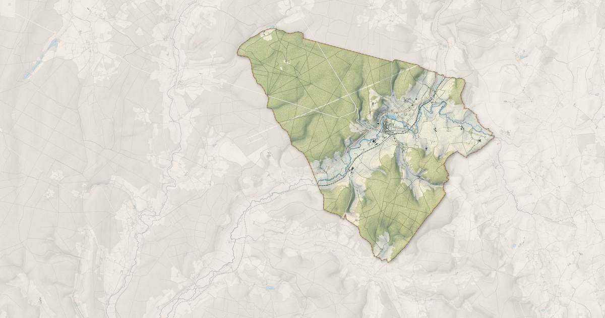 Portrait cartographique de Prémery : relief, eau, forêts, bâti et voies, calculés à partir des données de l'IGN
