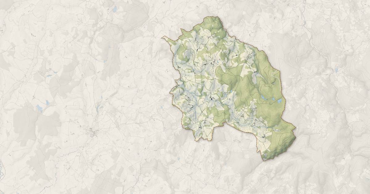 Portrait cartographique de Saint-Léger-de-Fougeret : relief, eau, forêts, bâti et voies, calculés à partir des données de l'IGN