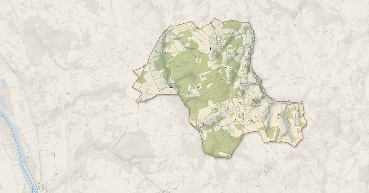 Portrait cartographique de Saint-Vérain : relief, eau, forêts, bâti et voies, calculés à partir des données de l'IGN
