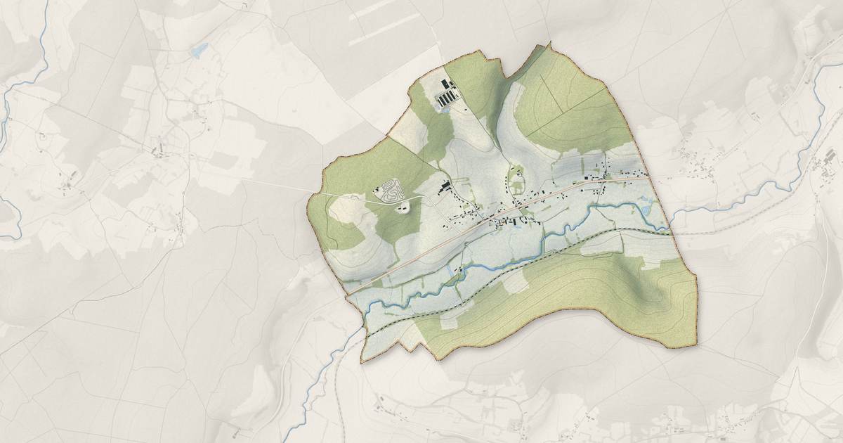 Portrait cartographique de Sichamps : relief, eau, forêts, bâti et voies, calculés à partir des données de l'IGN