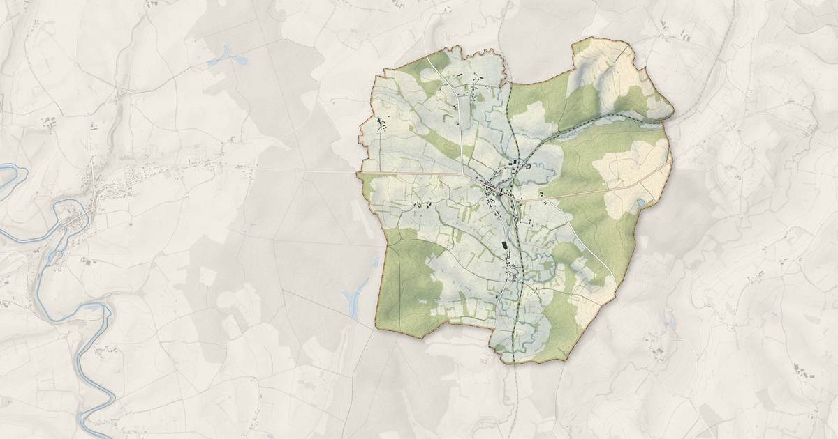 Portrait cartographique de Tamnay-en-Bazois : relief, eau, forêts, bâti et voies, calculés à partir des données de l'IGN