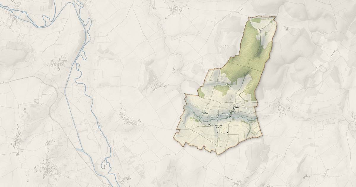 Portrait cartographique de Teigny : relief, eau, forêts, bâti et voies, calculés à partir des données de l'IGN