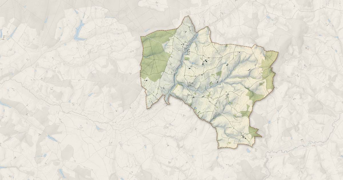 Portrait cartographique de Ternant : relief, eau, forêts, bâti et voies, calculés à partir des données de l'IGN