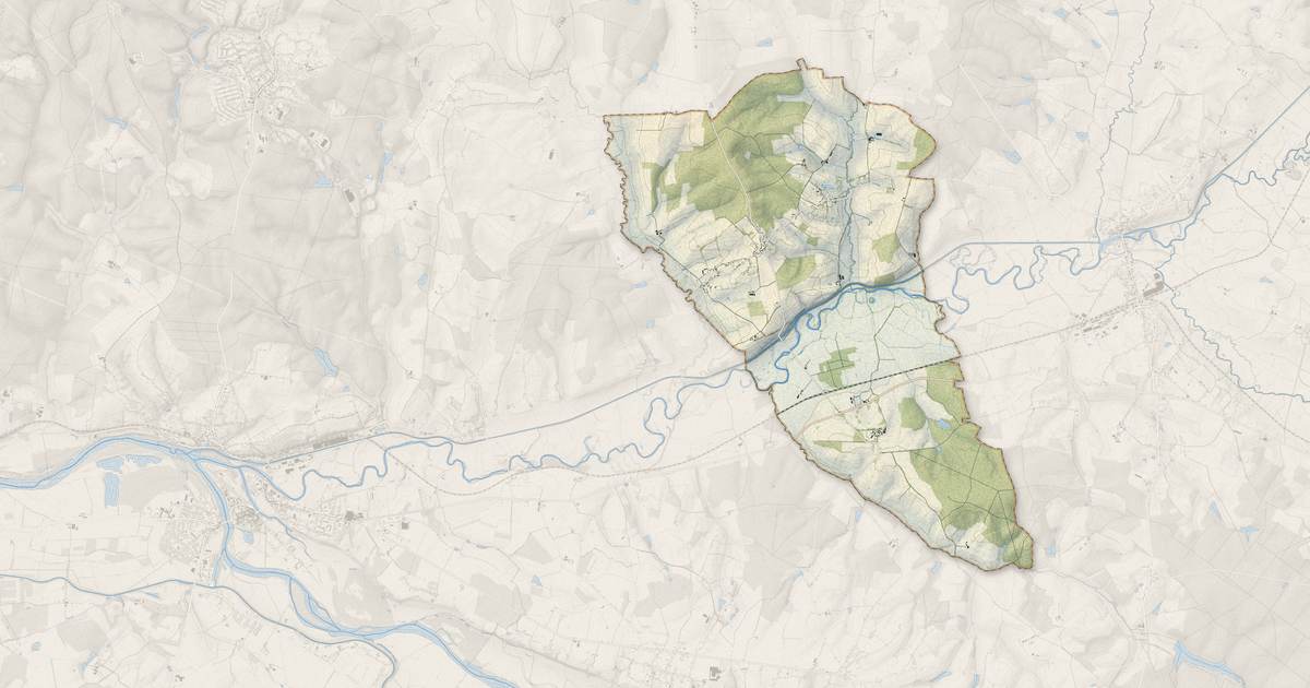 Portrait cartographique de Verneuil : relief, eau, forêts, bâti et voies, calculés à partir des données de l'IGN