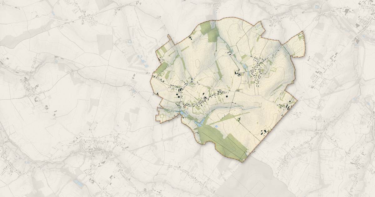 Portrait cartographique de L'Orée de Mormal : relief, eau, forêts, bâti et voies, calculés à partir des données de l'IGN
