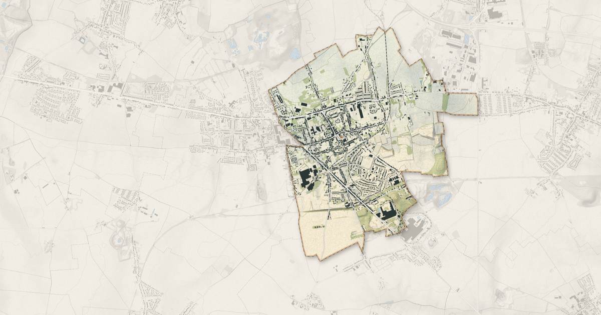 Portrait cartographique de Aniche : relief, eau, forêts, bâti et voies, calculés à partir des données de l'IGN