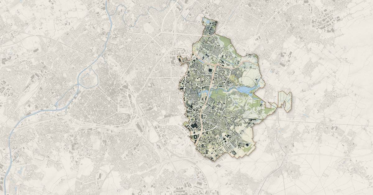 Portrait cartographique de Villeneuve-d'Ascq : relief, eau, forêts, bâti et voies, calculés à partir des données de l'IGN