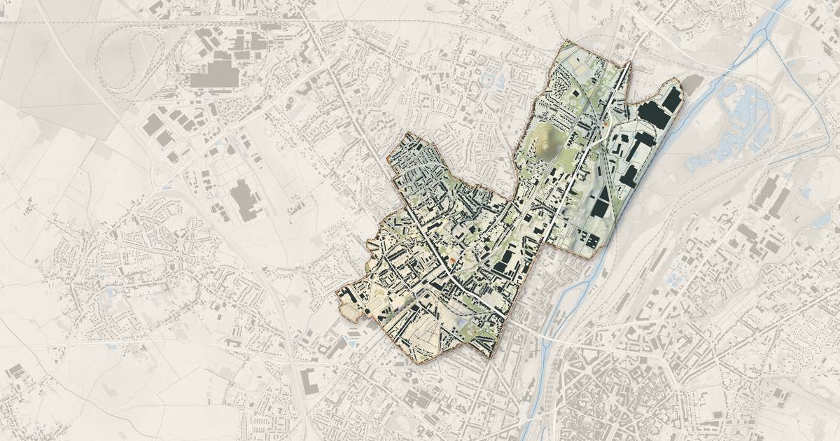 Portrait cartographique de Anzin : relief, eau, forêts, bâti et voies, calculés à partir des données de l'IGN