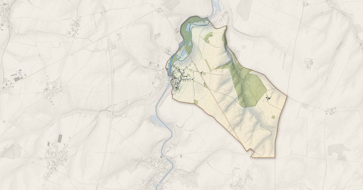 Portrait cartographique de Bantouzelle : relief, eau, forêts, bâti et voies, calculés à partir des données de l'IGN