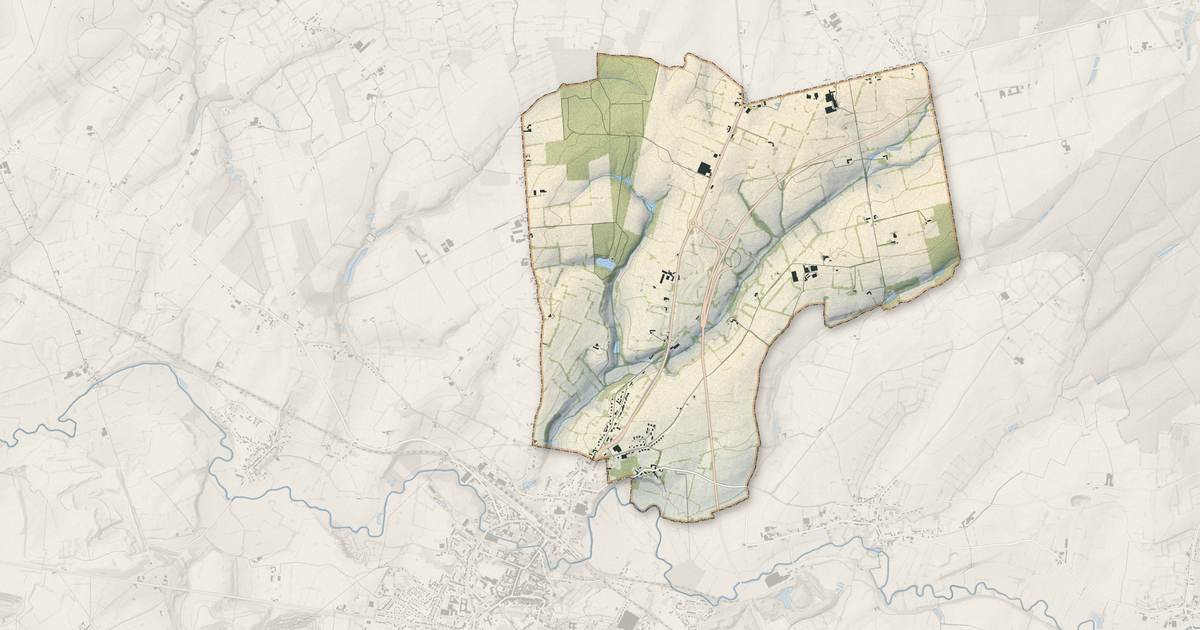 Portrait cartographique de Bas-Lieu : relief, eau, forêts, bâti et voies, calculés à partir des données de l'IGN