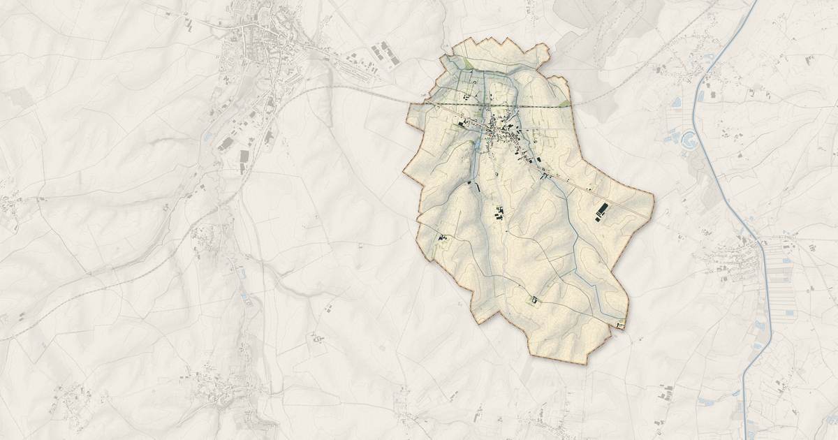 Portrait cartographique de Bazuel : relief, eau, forêts, bâti et voies, calculés à partir des données de l'IGN