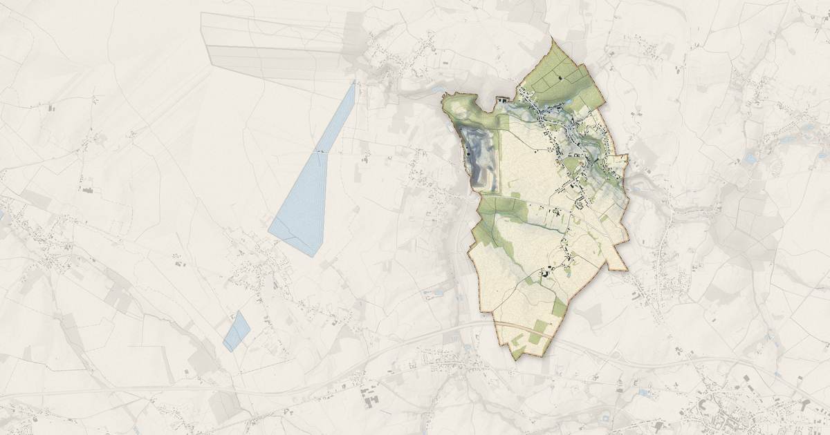 Portrait cartographique de Bellignies : relief, eau, forêts, bâti et voies, calculés à partir des données de l'IGN