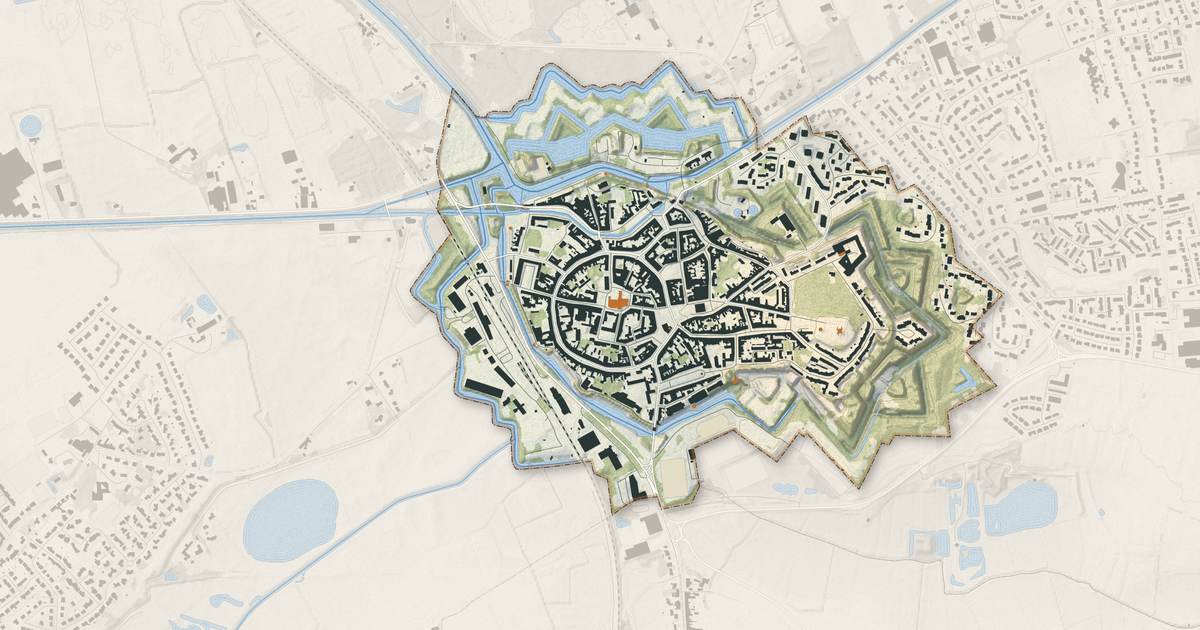 Portrait cartographique de Bergues : relief, eau, forêts, bâti et voies, calculés à partir des données de l'IGN