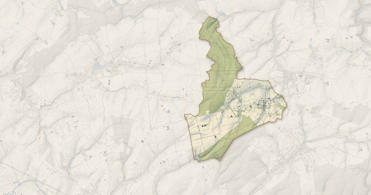 Portrait cartographique de Beugnies : relief, eau, forêts, bâti et voies, calculés à partir des données de l'IGN