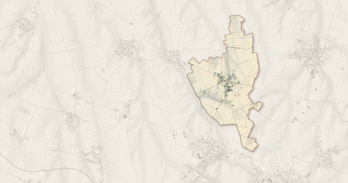 Portrait cartographique de Bévillers : relief, eau, forêts, bâti et voies, calculés à partir des données de l'IGN