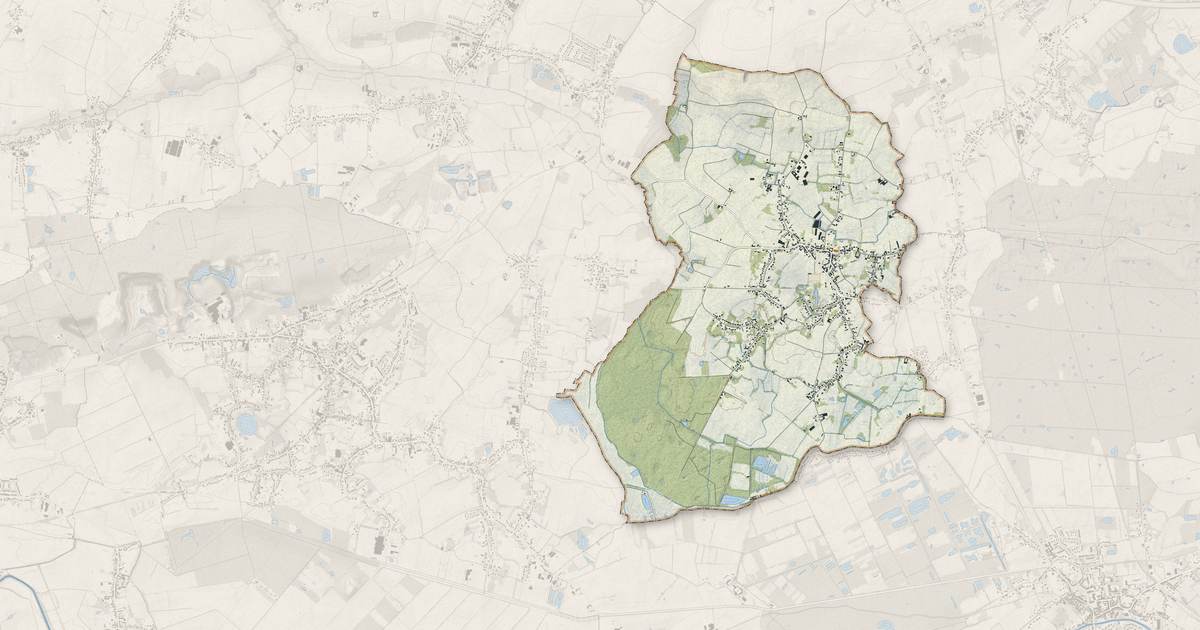 Portrait cartographique de Bouvignies : relief, eau, forêts, bâti et voies, calculés à partir des données de l'IGN