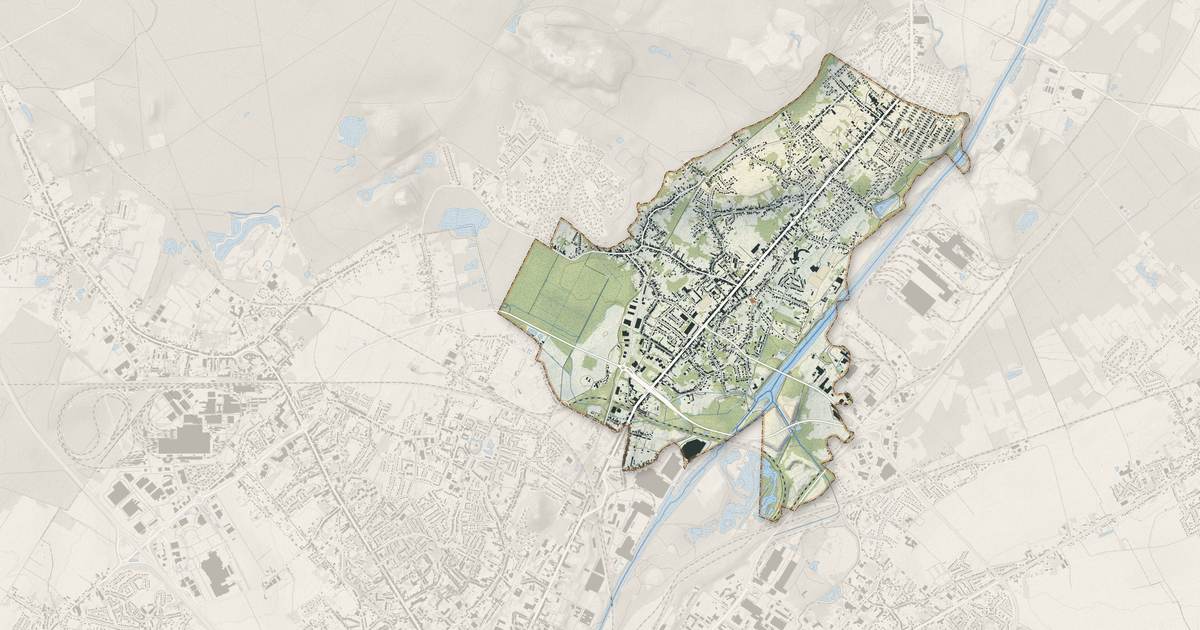 Portrait cartographique de Bruay-sur-l'Escaut : relief, eau, forêts, bâti et voies, calculés à partir des données de l'IGN