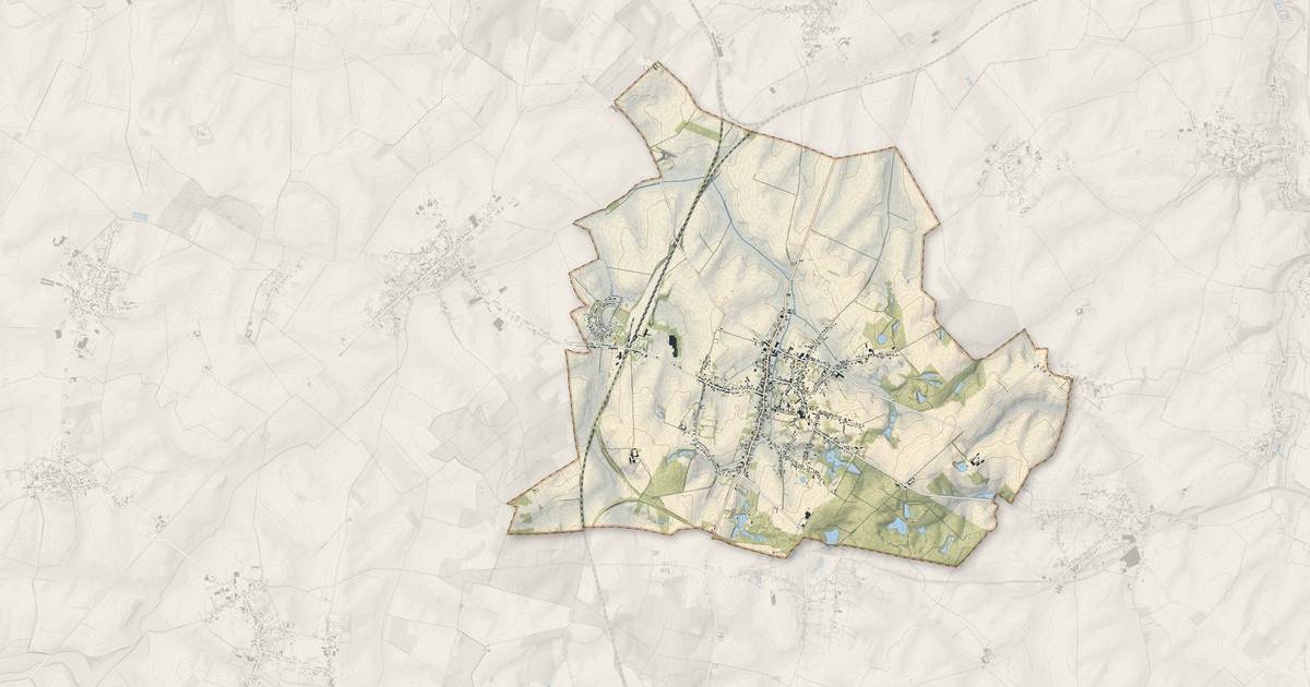 Portrait cartographique de Busigny : relief, eau, forêts, bâti et voies, calculés à partir des données de l'IGN