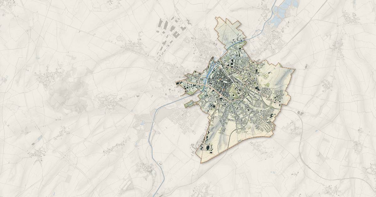 Portrait cartographique de Cambrai : relief, eau, forêts, bâti et voies, calculés à partir des données de l'IGN