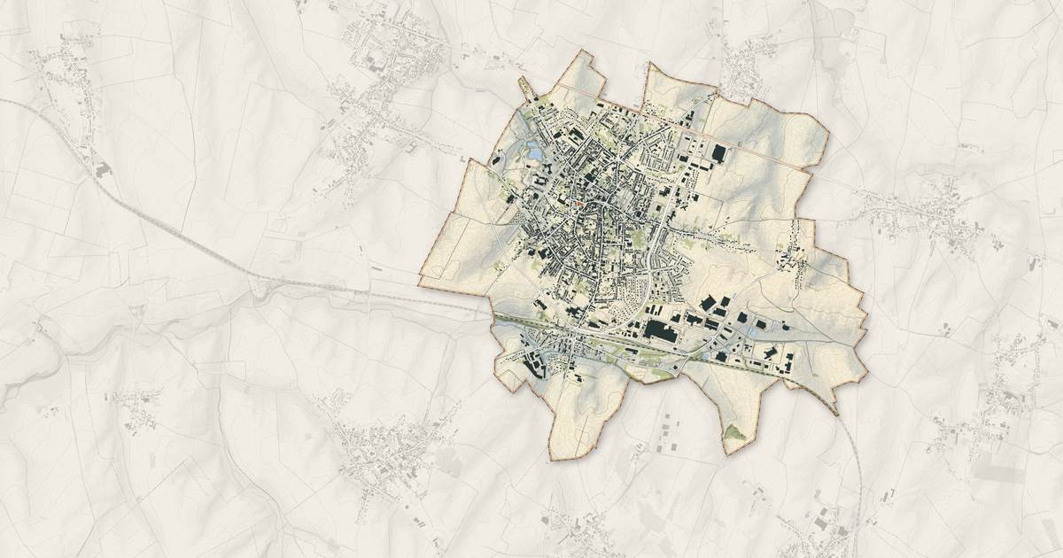 Portrait cartographique de Caudry : relief, eau, forêts, bâti et voies, calculés à partir des données de l'IGN