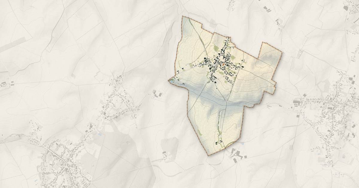 Portrait cartographique de Caullery : relief, eau, forêts, bâti et voies, calculés à partir des données de l'IGN