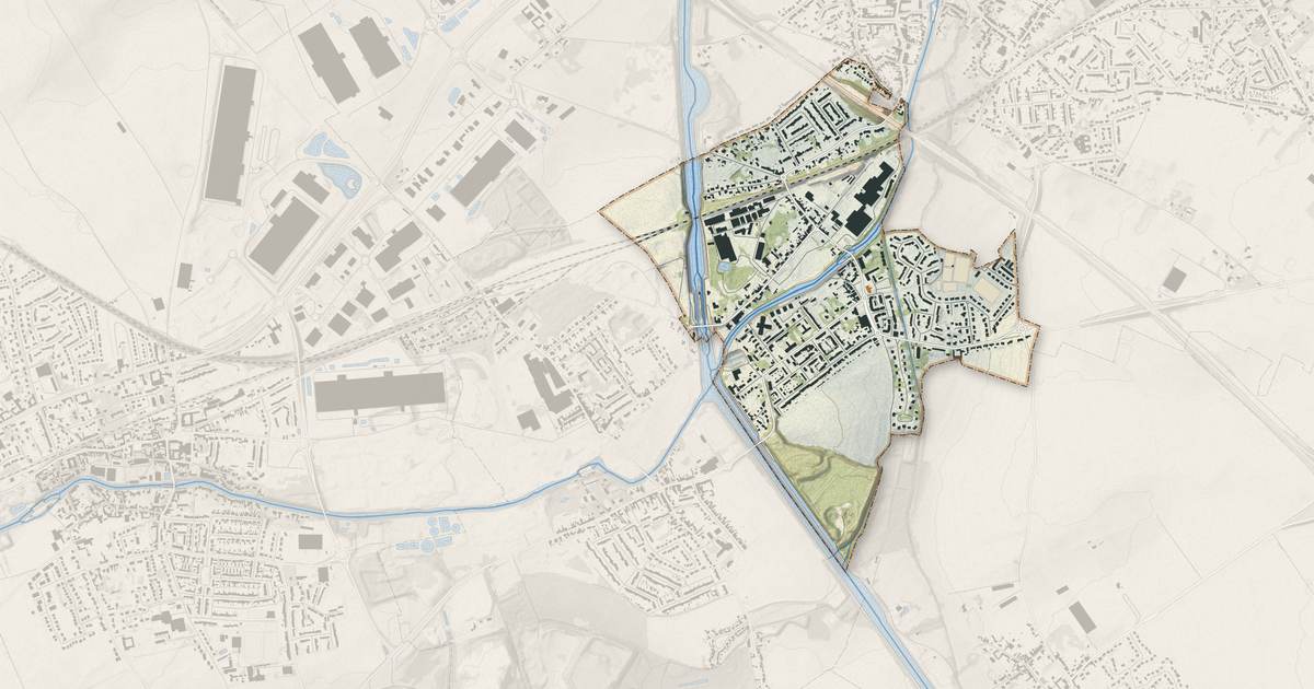 Portrait cartographique de Courchelettes : relief, eau, forêts, bâti et voies, calculés à partir des données de l'IGN