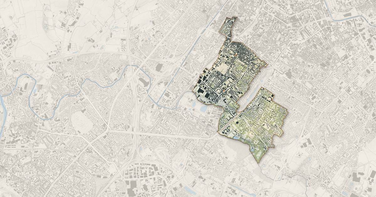 Portrait cartographique de Croix : relief, eau, forêts, bâti et voies, calculés à partir des données de l'IGN