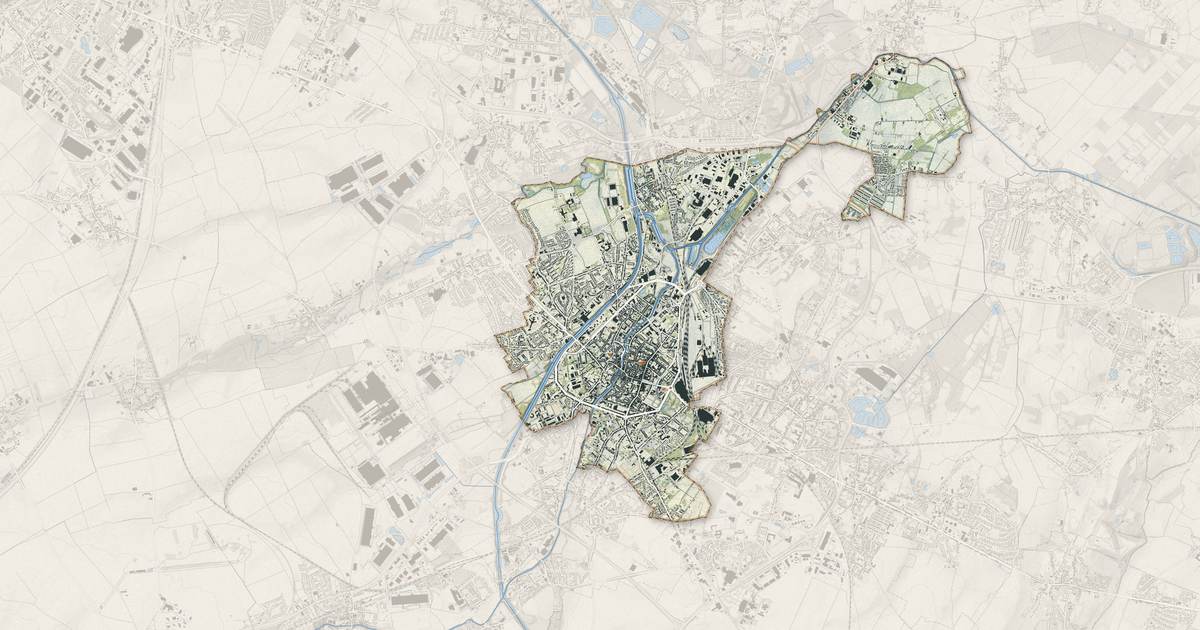 Portrait cartographique de Douai : relief, eau, forêts, bâti et voies, calculés à partir des données de l'IGN