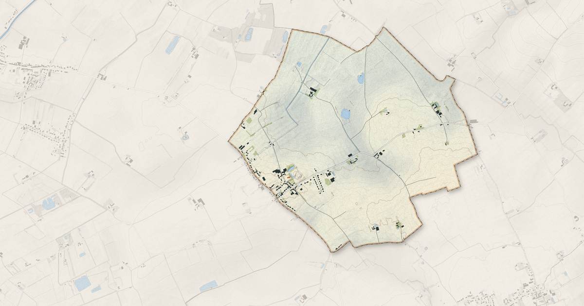 Portrait cartographique de Drincham : relief, eau, forêts, bâti et voies, calculés à partir des données de l'IGN