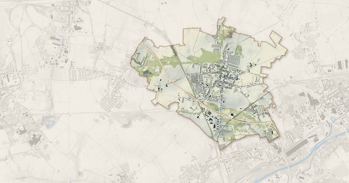 Portrait cartographique de Escaudain : relief, eau, forêts, bâti et voies, calculés à partir des données de l'IGN