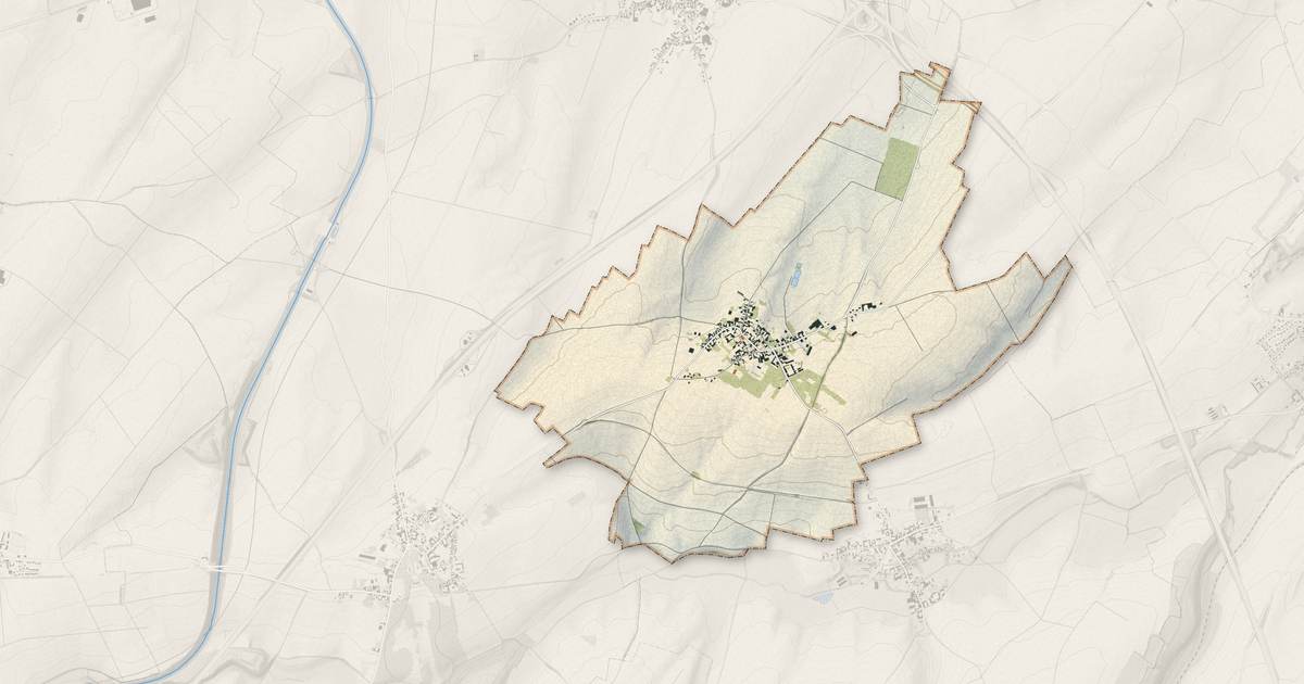Portrait cartographique de Flesquières : relief, eau, forêts, bâti et voies, calculés à partir des données de l'IGN