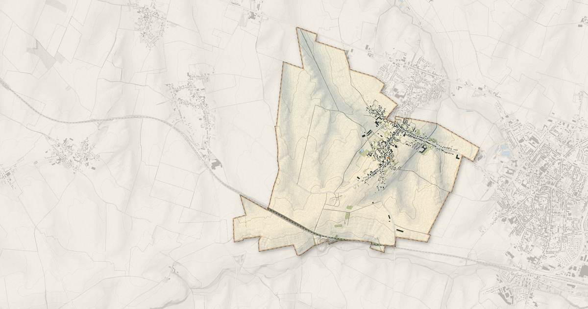 Portrait cartographique de Fontaine-au-Pire : relief, eau, forêts, bâti et voies, calculés à partir des données de l'IGN