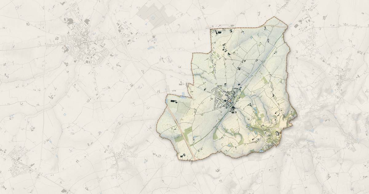 Portrait cartographique de Godewaersvelde : relief, eau, forêts, bâti et voies, calculés à partir des données de l'IGN