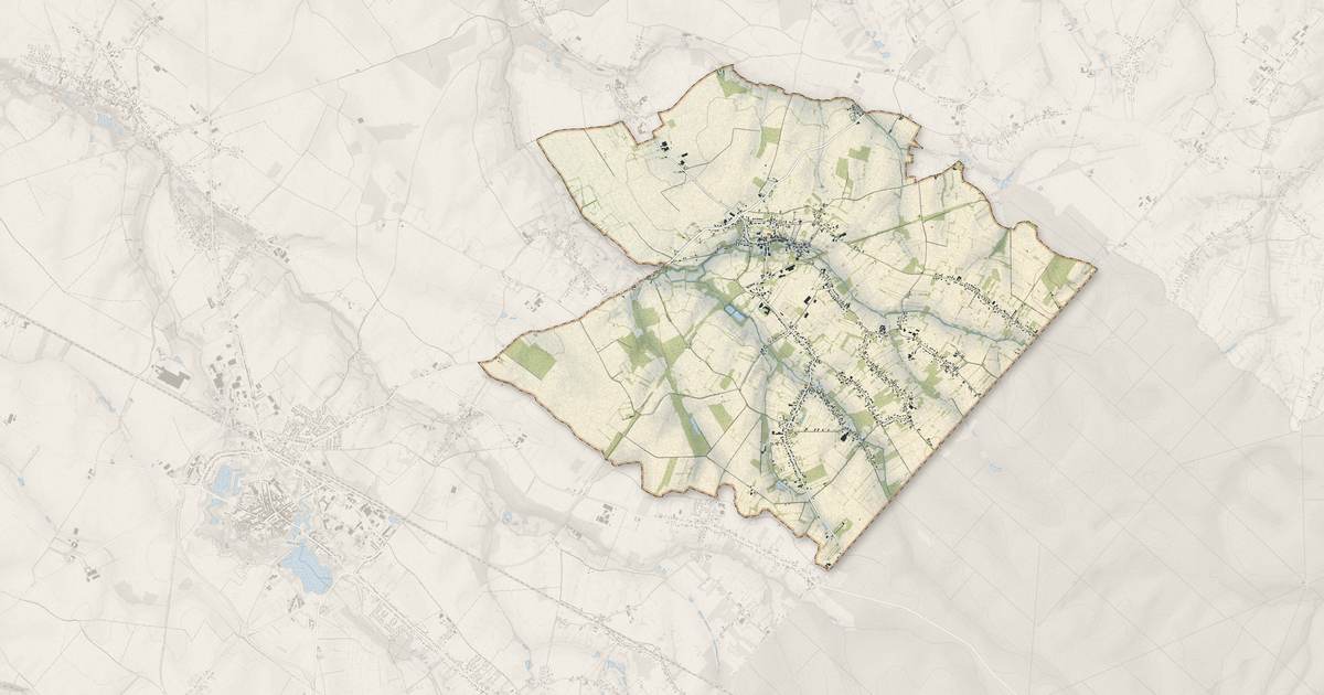 Portrait cartographique de Gommegnies : relief, eau, forêts, bâti et voies, calculés à partir des données de l'IGN