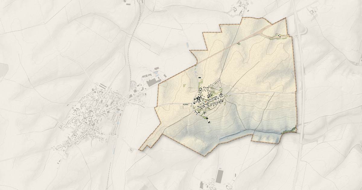 Portrait cartographique de Gonnelieu : relief, eau, forêts, bâti et voies, calculés à partir des données de l'IGN