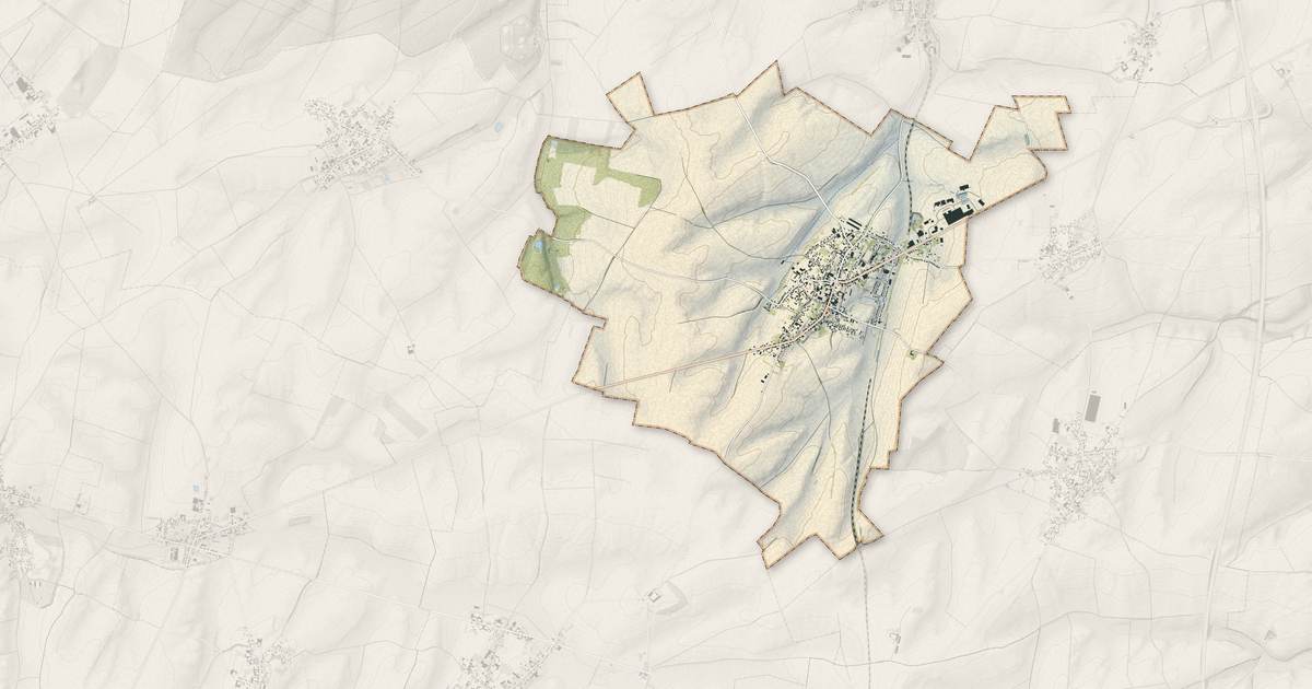 Portrait cartographique de Gouzeaucourt : relief, eau, forêts, bâti et voies, calculés à partir des données de l'IGN