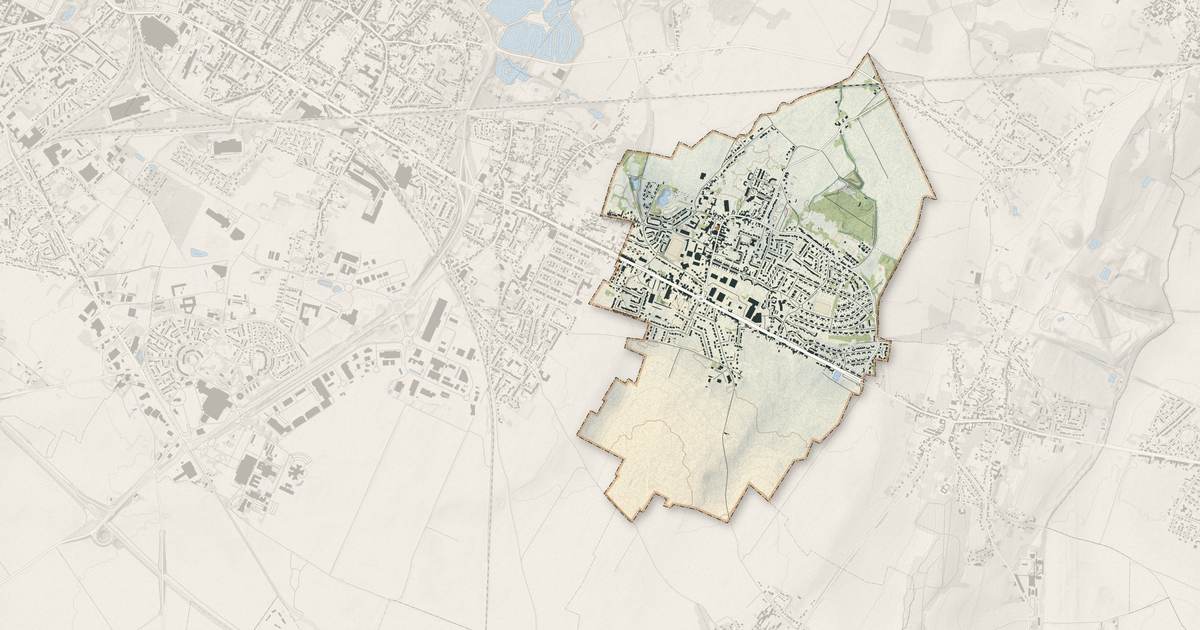 Portrait cartographique de Guesnain : relief, eau, forêts, bâti et voies, calculés à partir des données de l'IGN